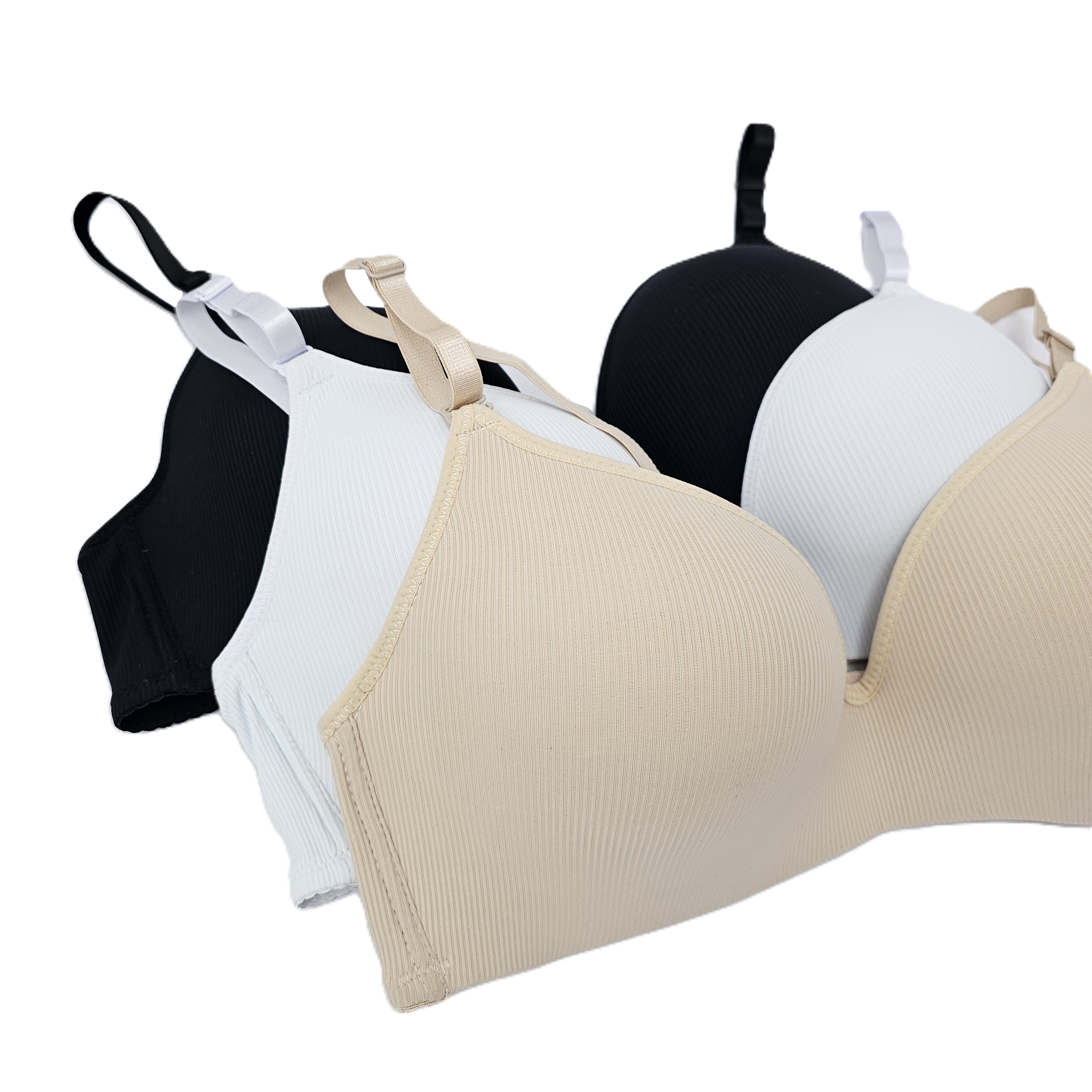 Sutien din microfibră reiată cu burete, fără sârmă