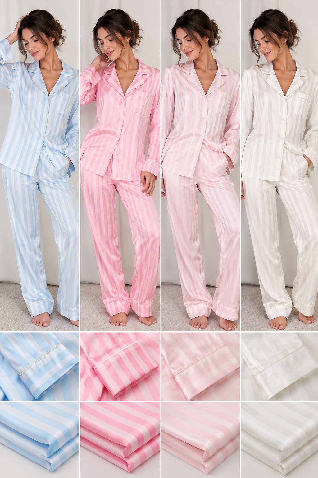 Set pijama, Camasa si pantaloni din satin