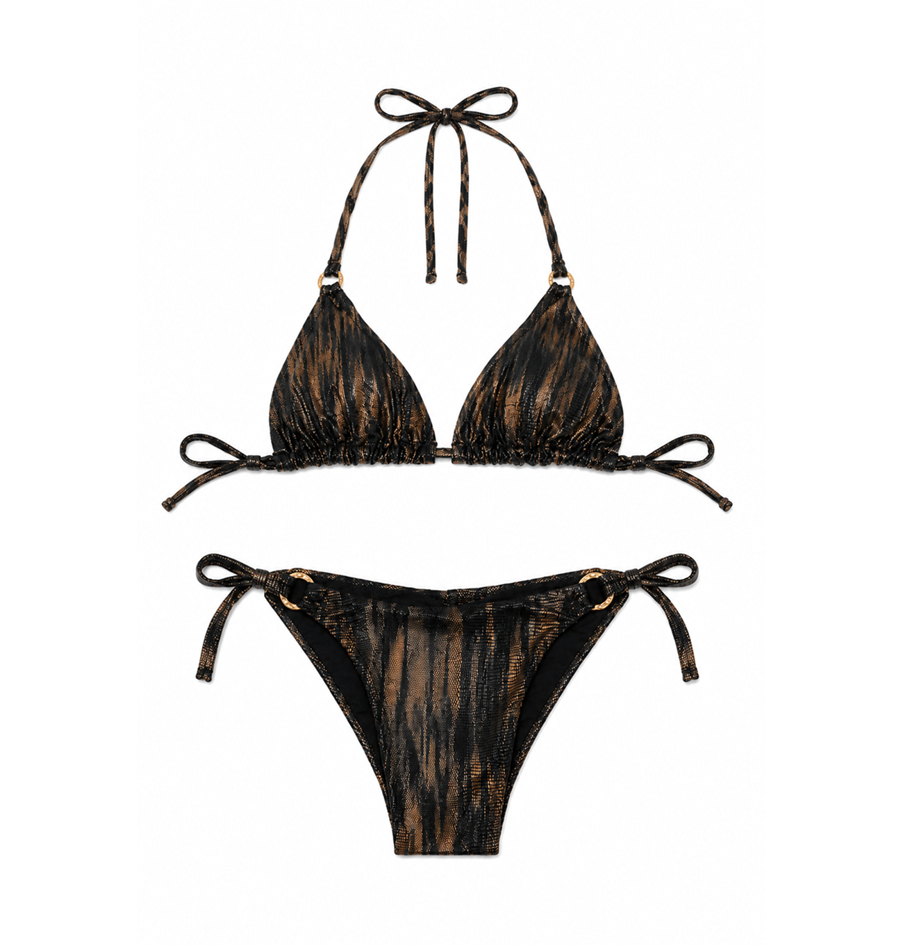 Costum de baie din 2 piese cu accesorii aurii
