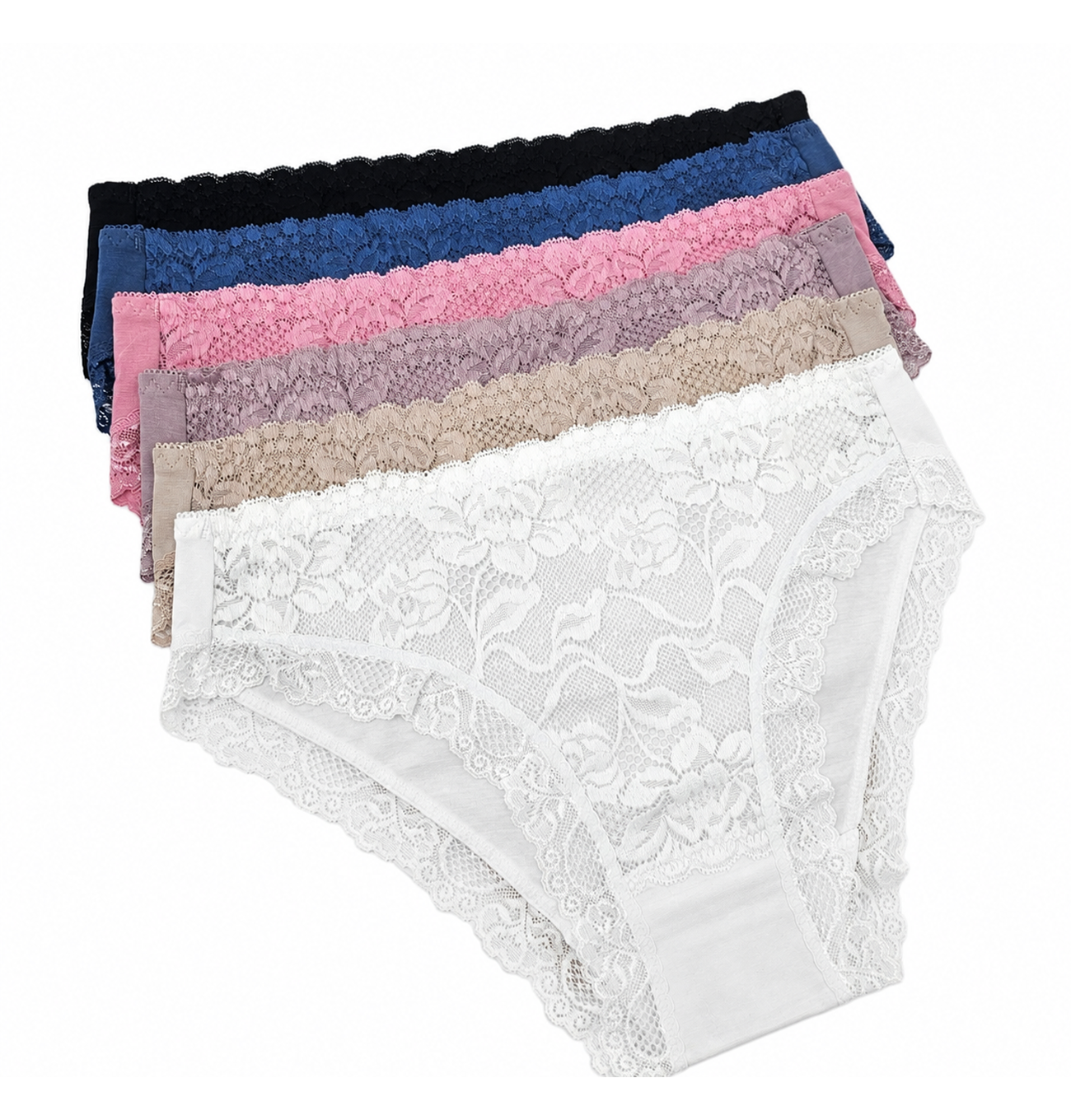 Slip clasic din bumbac cu dantelă