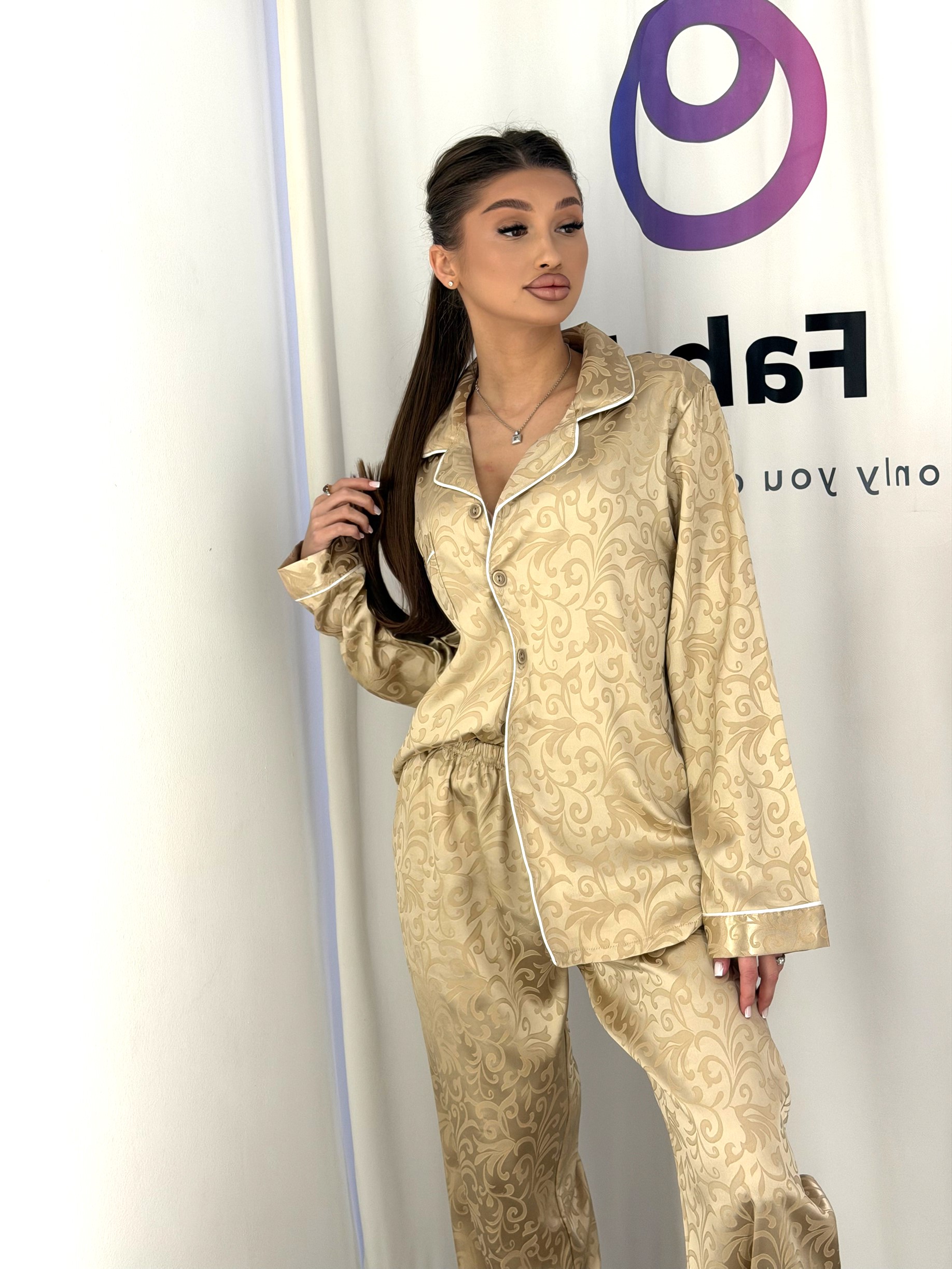 Set Pijama - Camasa si pantaloni din satin