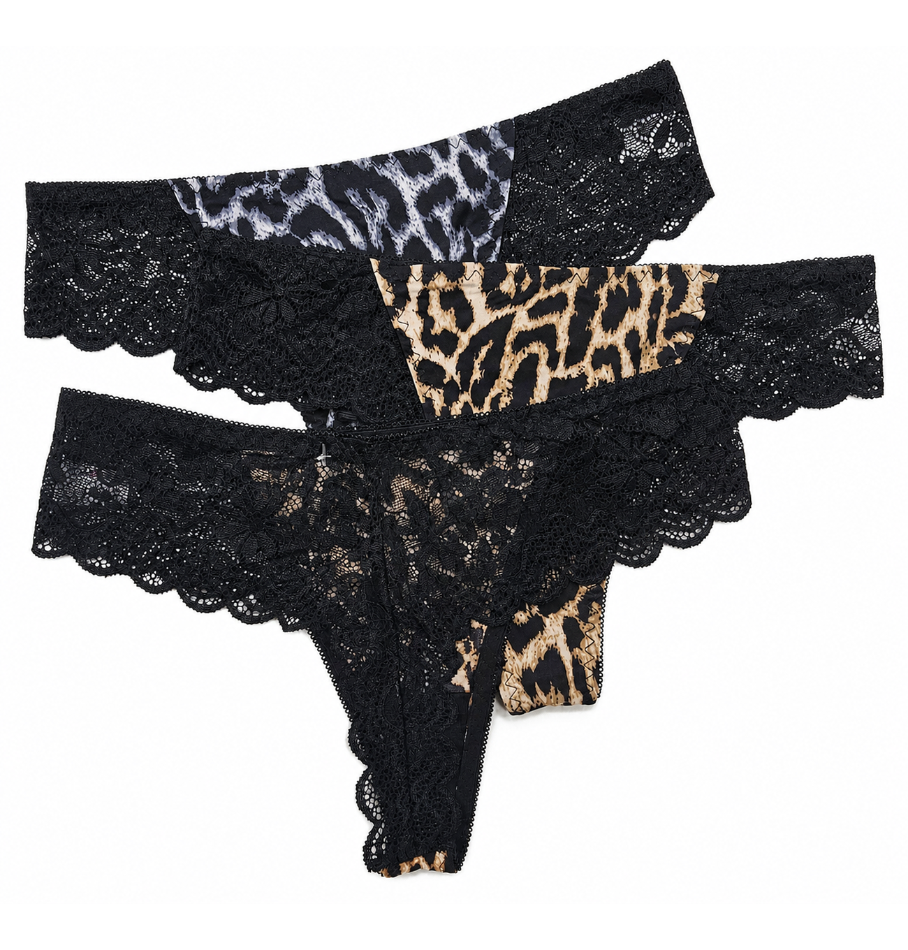 Brazilieni de dantelă cu print leopard