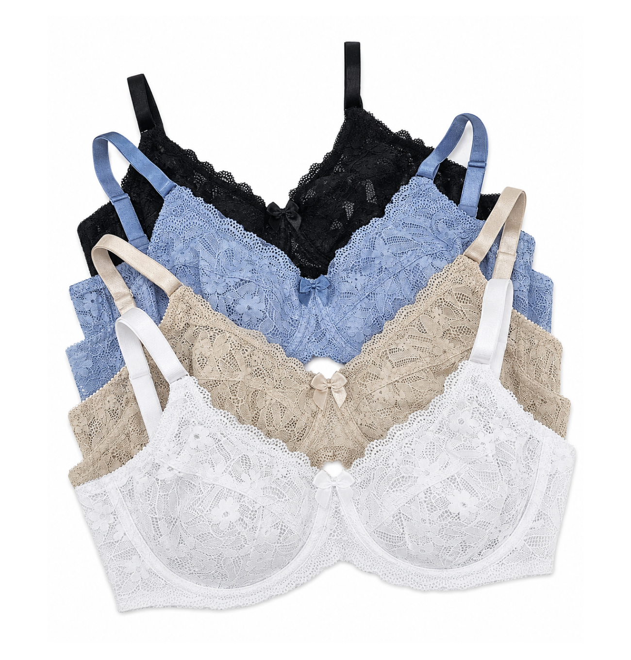 Sutien de dantelă cu bretele decorative sub bust, cu sârmă