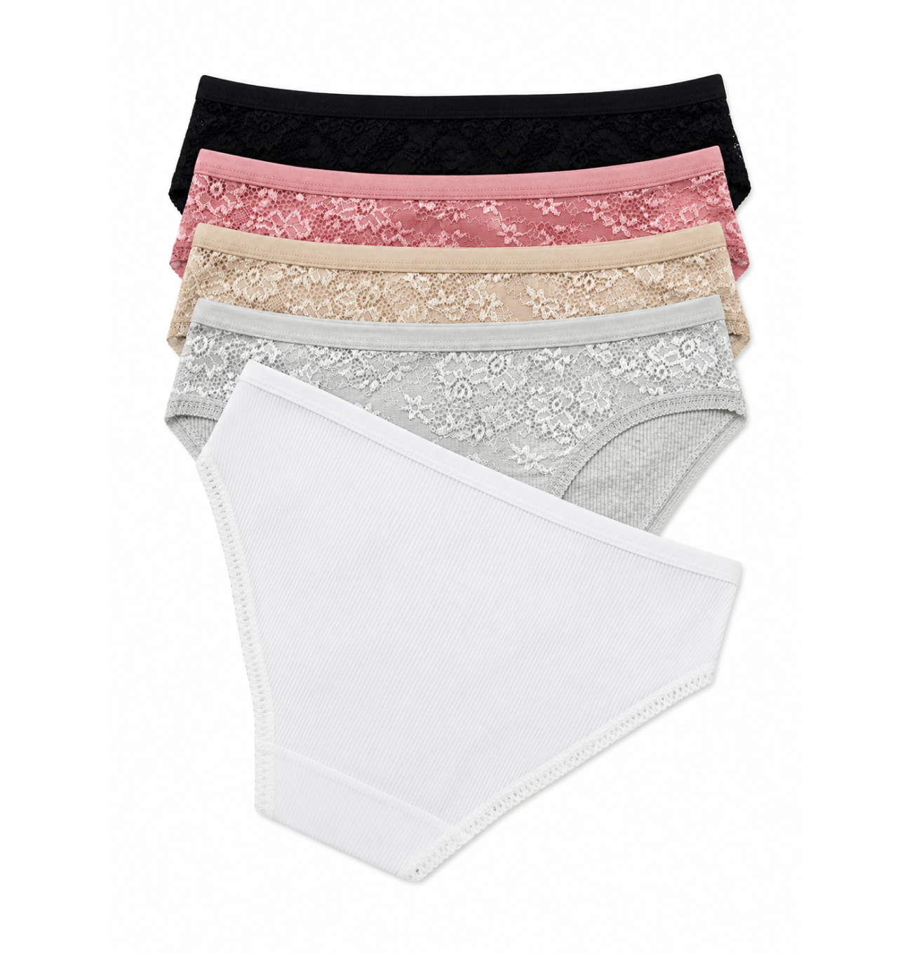 Slip clasic din bumbac cu dantelă