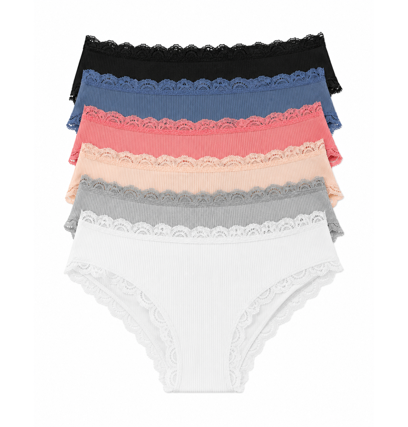 Slip clasic din bumbac cu dantelă pe margini