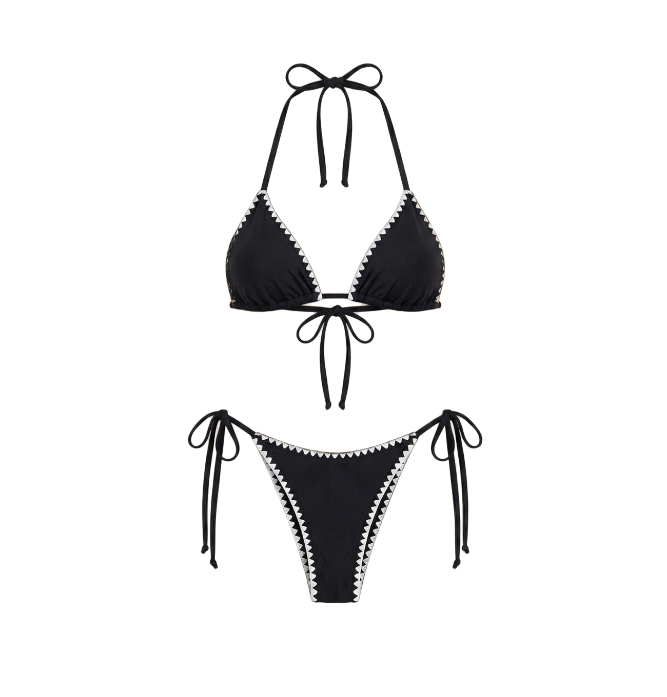 Costum de baie din 2 piese cu broderie pe margini