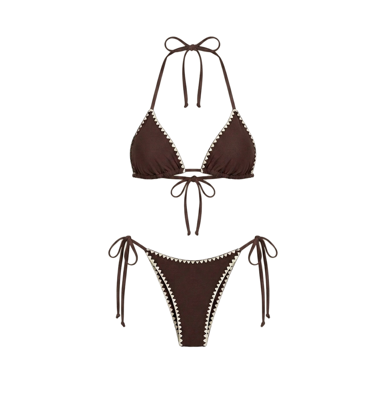 Costum de baie din 2 piese cu broderie pe margini