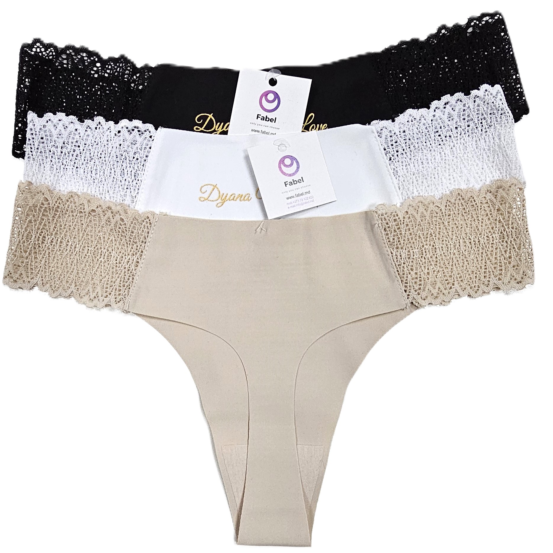 Tanga Dyana din microfibră cu dantelă
